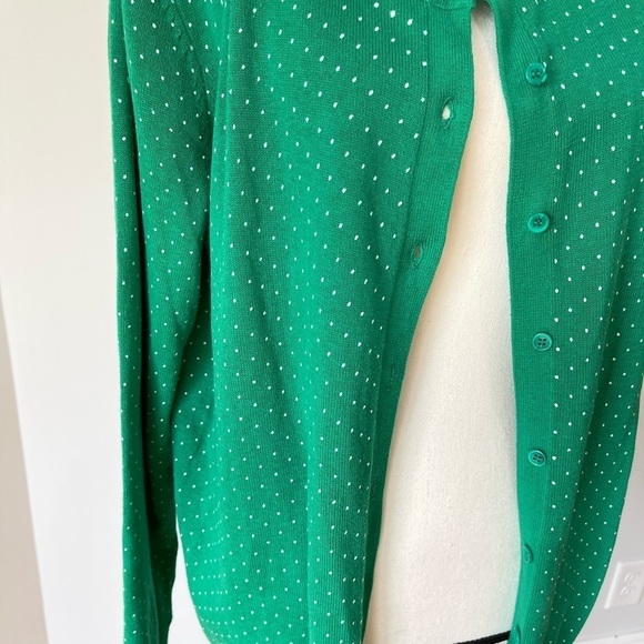Woman Within size medium green cardigan with small polka dots NWT office work - Picture 3 of 13